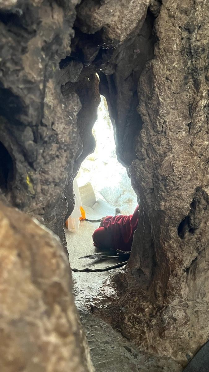 The opening from the main cave leading into His Holiness's meditation chamber bears the natural form of Avalokiteshvara.